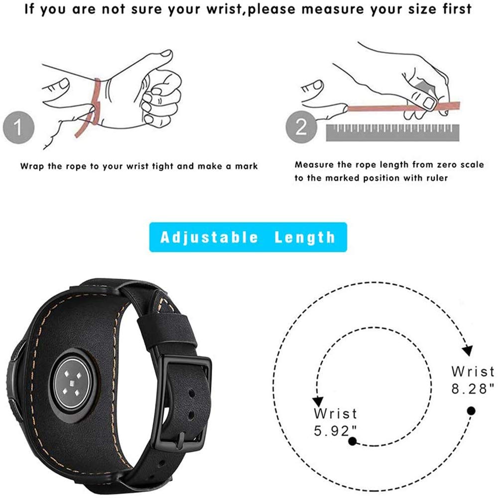 Sjiangqiao Compatible with Samsung Galaxy Watch 46mm/Gear S3 Frontier/Classic Bands, 22mm Vintage Genuine Leather Replacement Strap Cuff Bracelet Wristband Accessories Wrist Belt for Men Women(Black)