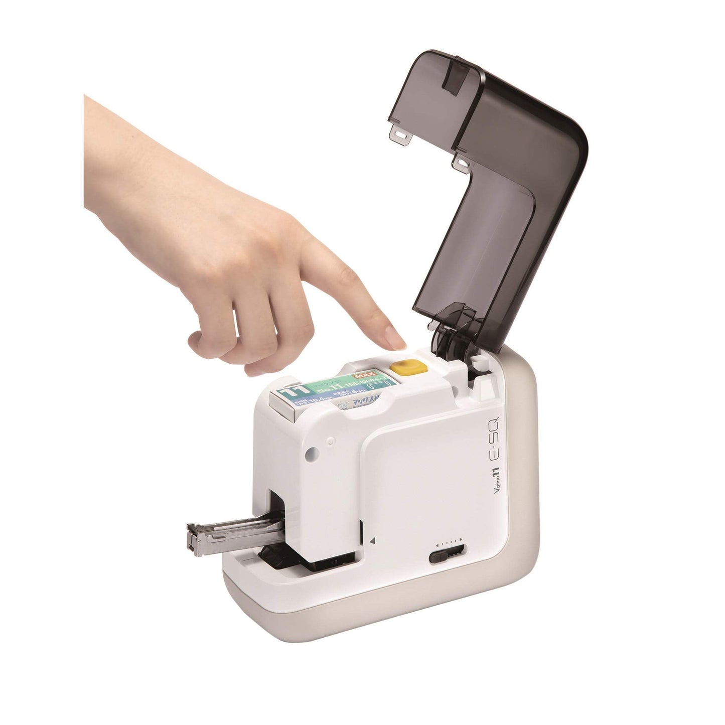 MAX USA BH-11F Portable Electric Stapler - Compact, Powerful, Noiseless, Rapid, Automatic, Touchless Equipment, Black/White