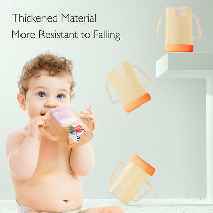 Momcozy Squeeze Pouch Holder for Food Pouches and Drink Boxes, Baby Pouch Holder Allows Baby to Self-feed and Avoid Messes, Baby Food Pouch Holder Handle is Easy to Grip, Comfortable, Violet&Orange