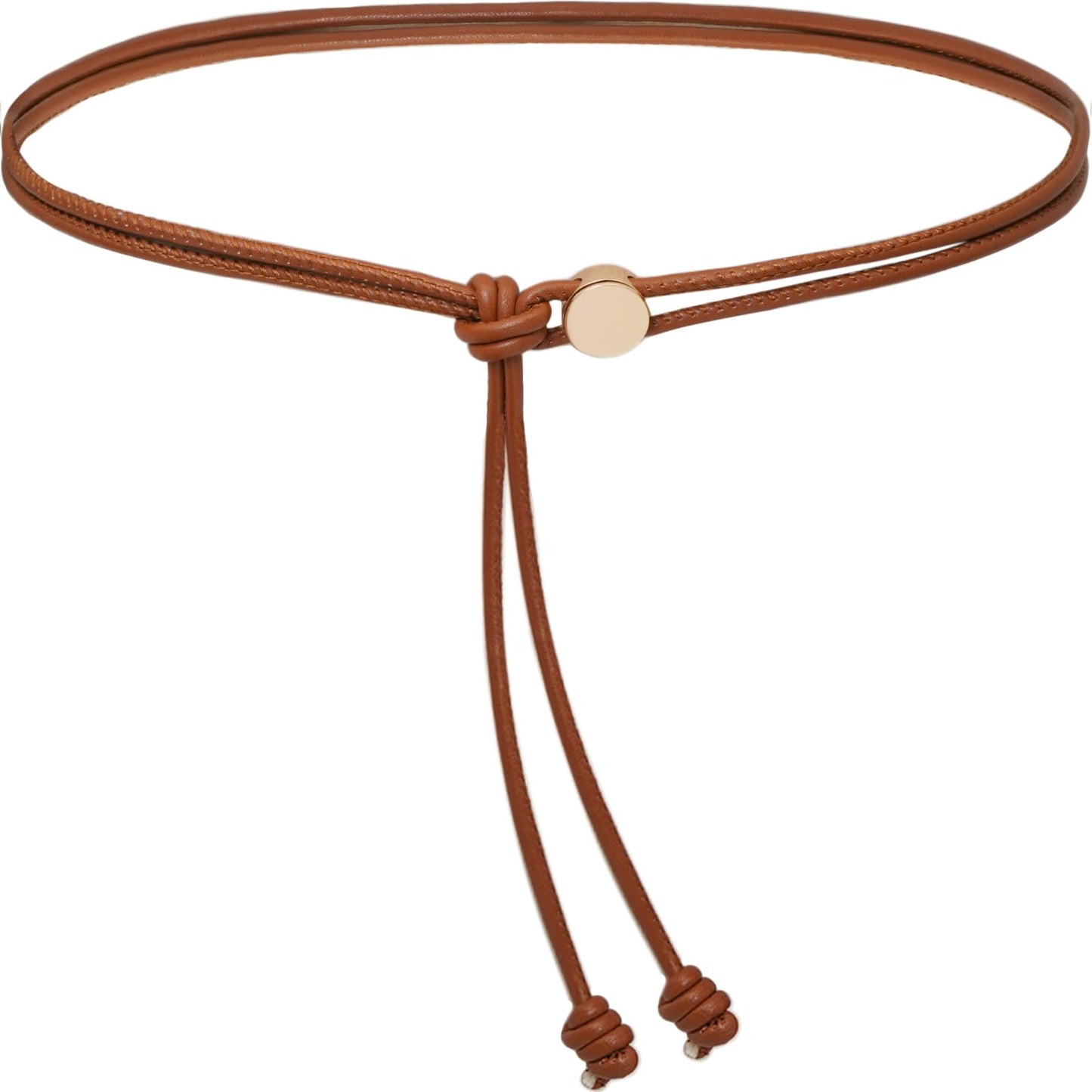 Buywis Women Skinny Belts Thin PU Leather Knotted Waist Belt for Dresses Brown Fit Waist 28"-40"