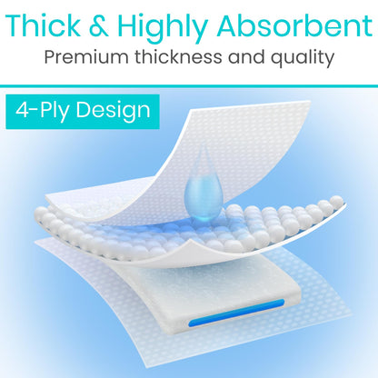 Vive Care 4x4 Sterile Gauze Pads (100pc) - Individually Wrapped 2-Pack Wound Dressing for Cleaning & Cushioning - Non-Adhesive Highly Absorbent Bandages