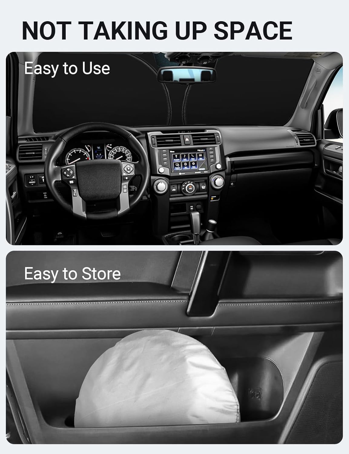 Proadsy 2025 Upgrade Windshield Sun Shade Custom Fit 2010-2025 Toyota 4Runner Sunshade 4-Layer Foldable Front Sunshade Protector Sun Visor Blocks UV Rays Keep Car Cooler Accessories