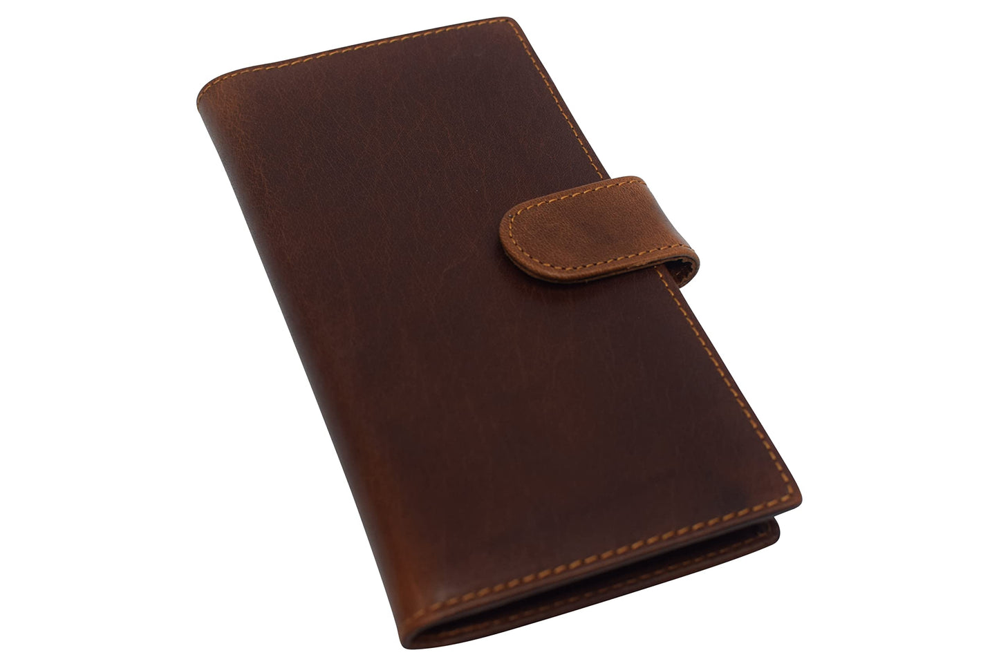 Marshal Genuine Leather Basic Checkbook Holder with Snap Closure (Buffalo Leather Tan)