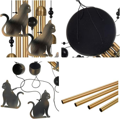 Bronze Cats Wind Chimes Decor, Portable Mobile Wind Catcher, Sympathy Wind Bells, Memorial Gifts for Mom, Housewarming, Blessing Windchime(Outside/Indoor/Home/Room/Porch/Tree/Yard/Garden Decorate)