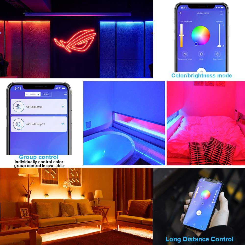 LETOUR LED Strip Lights, WiFi Wireless Smart Phone Controlled Color Changing Rope Lights 16.4ft SMD 5050 RGB Light Strips Sync to Music, Working with Android and iOS System,Alexa, Google Assistant