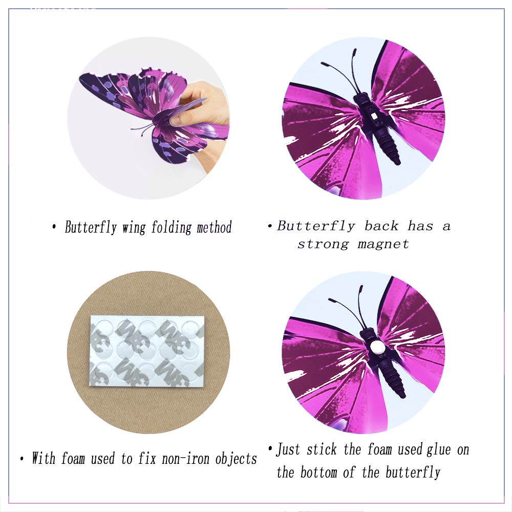 12PCS Giant Butterfly Wall Stickers Decor,3D Large Butterflies Wall Magnetism Decals Removable DIY Home Art Decorations for Birthday Party Christmas Wedding Kids Room Bedroom