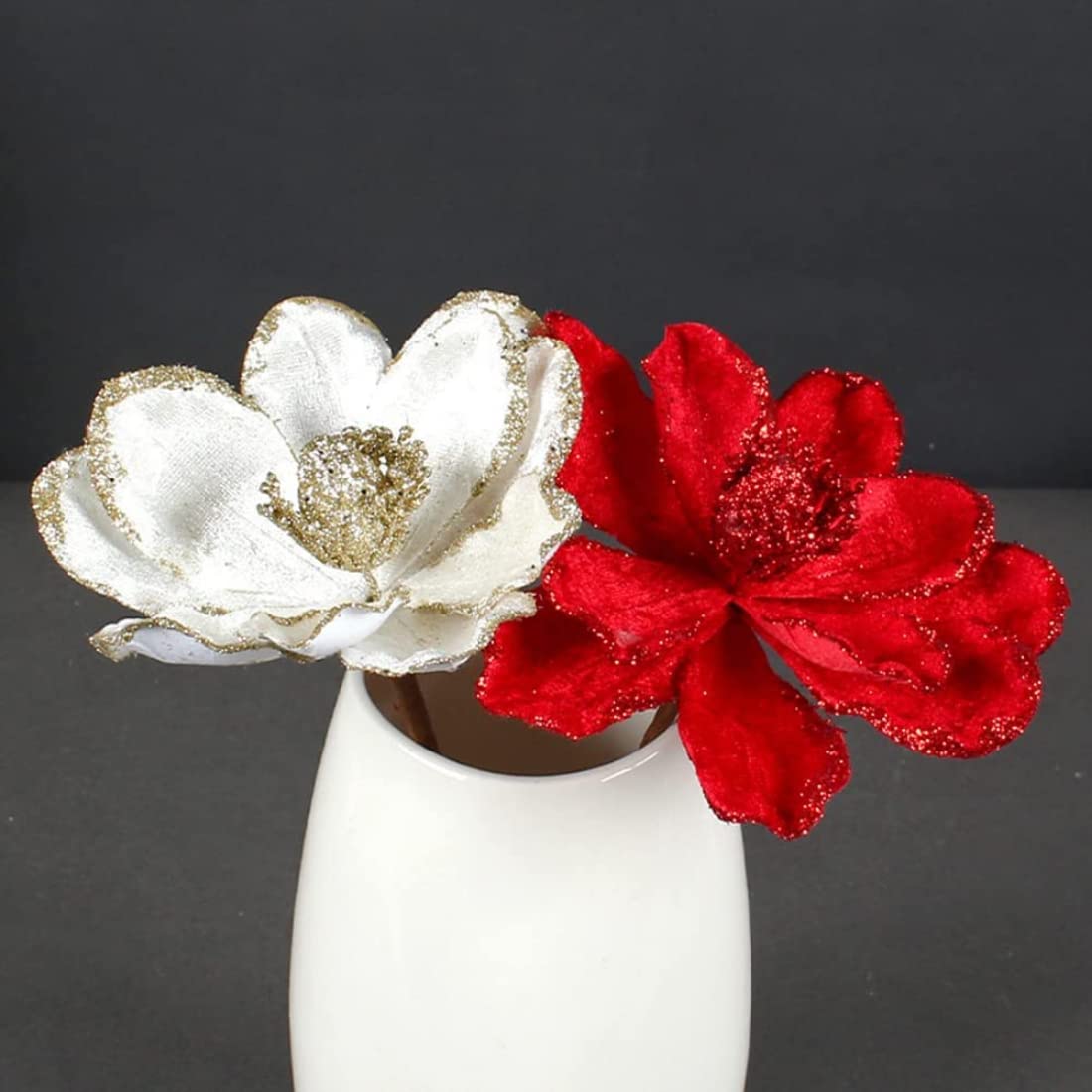 JAIJY 12 Pcs Christmas Tree 10.6 Inches Fake Flower Artificial Flowers Xmas New Year Floral DIY Wedding Party Bouquets Decor