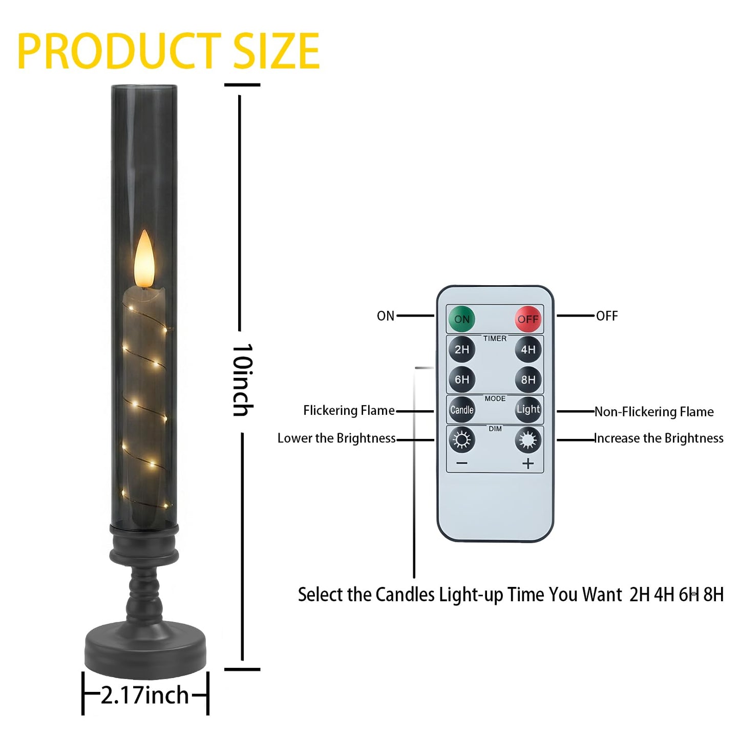 Prerish 6PCS Flameless Candles with Timer, Flickering Fake Electric LED Candles for Romantic Ambiance, Battery Operated Candles, Centerpiece Table Decorations, Wedding, Halloween, Christmas (Black)