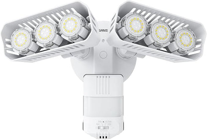 SANSI 38W 5000LM Motion Sensor Outdoor Lights, Flood Lights Outdoor Detector with 4 Mode Adjustable, 500W Equiv 5000K Dusk to Dawn, IP65 Waterproof, Motion Sensor Light for Garage, Yard, Porch (White)