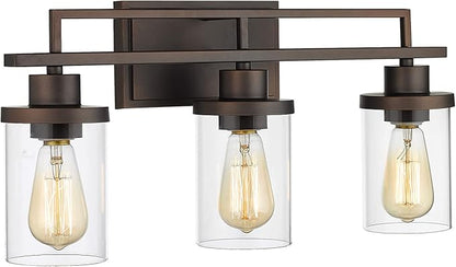 Emliviar 3-Light Vanity Light for Bathroom - Farmhouse Bathroom Light Fixtures in Oil Rubbed Bronze Finish with Clear Glass, YCE238B-3W ORB