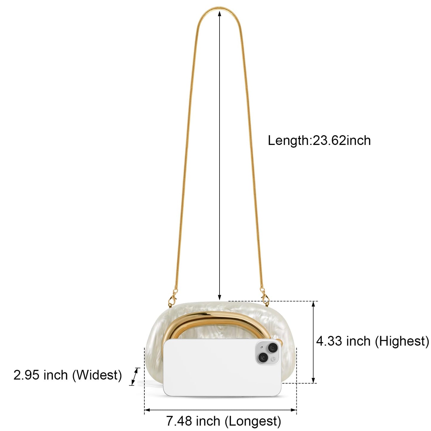 NEWROGENG Clutch Purses for Women Formal, Marble Acrylic Evening Bags with Chain, Trendy Metal Handle Purses and Handbags 2025, Marble White