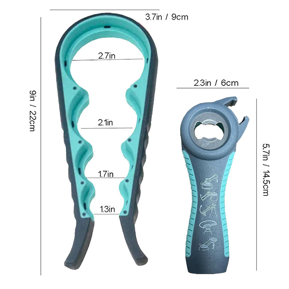 Jar Opener for Seniors with Arthritis,Jar Opener for Weak Hands,5-in-1 Bottle Opener,4-in-1 Can Opener… (Blue)