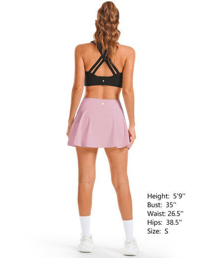 Stelle Women Tennis Golf Skirts High Waisted with Inner Shorts for Athletic Workout Sports Skorts Running Pickleball (PK,XL) Pink
