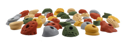 Atomik Climbing Holds 47 Bolt-On Kids Variety Holds in Assorted Earth Tones with Indoor Hardware