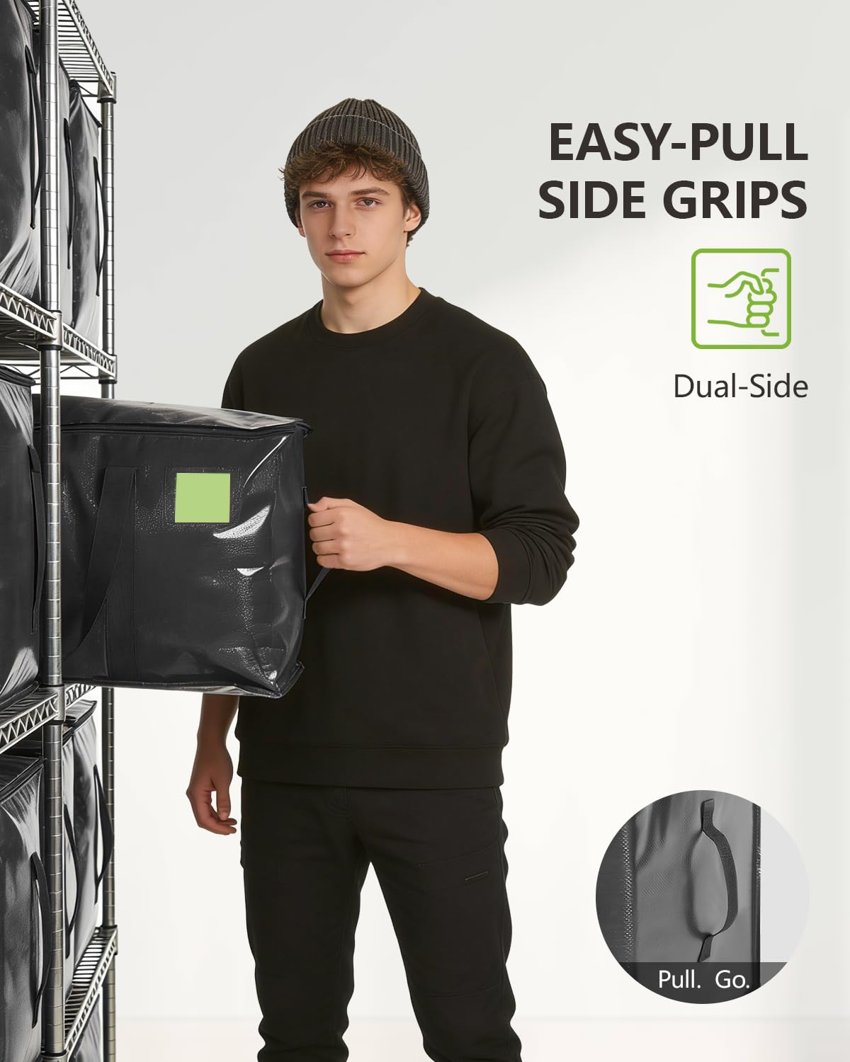 DAYSEON Heavy Duty Moving Bags Extra Large, Premium Storage Bags with Durable Zippers, Reinforced Handles, Moving Supplies for Clothes, Bedding, College Dorm Essentials, 8 Pack Black
