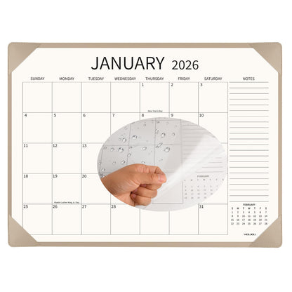 YIBUKIU Desk Calendar 2026-2027 Large 22x17 inch, January 2026 to June 2027, 18 Months Big Desk Pad Calendar with Desktop Mat and Plastic Cover for Home Office School Planning, Apricot