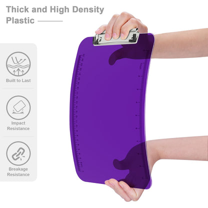 Piasoenc Plastic Clipboards, Translucent Ruler Clip Board with Low Profile, Office Supply, School Supplies, Letter Size 9 x 12.11 Inches,Purple