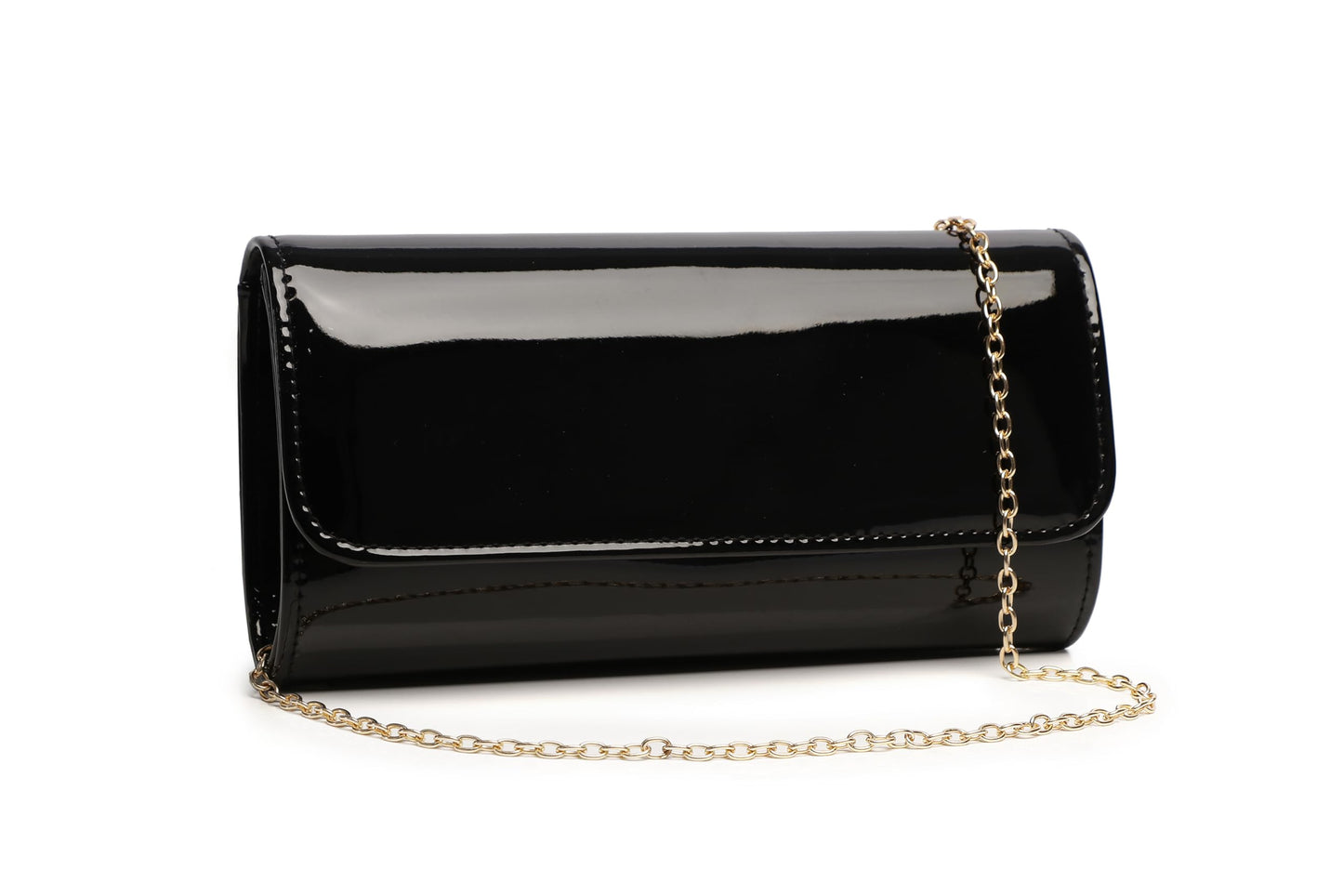 MUDUO Women Patent Leather Wallets Fashion Clutch Purses Evening Bag Many colors Handbag (18Black)