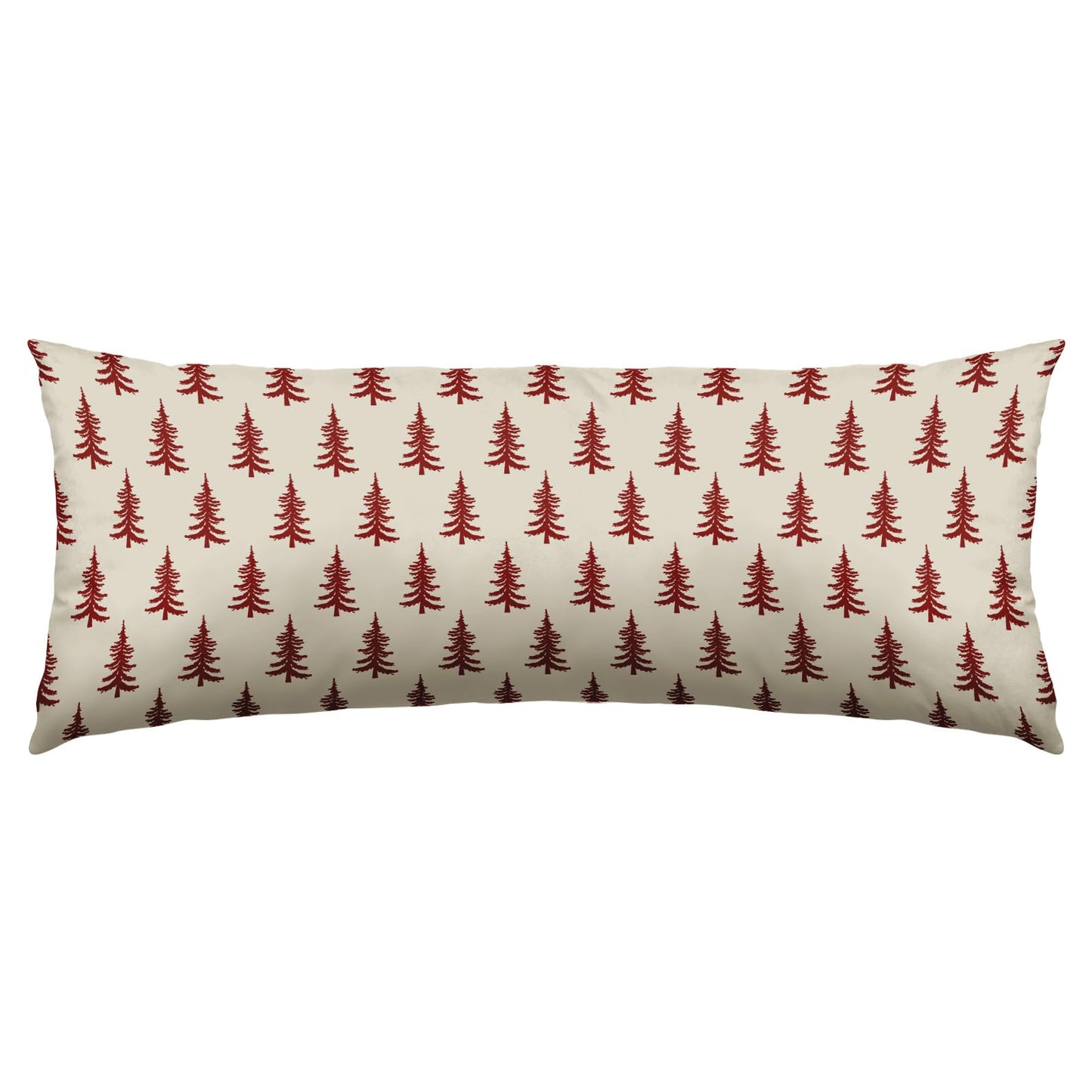 Christmas Pillow Cover 14x36 Inch Red Cream Tree Xmas Holiday Print Decorative Long Throw Pillowcases Outdoor Winter Seasonal Rustic Farmhouse Lumbar Rectangle Cushion Case Decor for Couch Sofa Bed