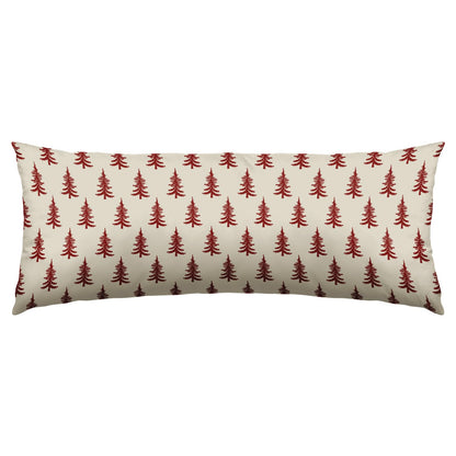 Christmas Pillow Cover 14x36 Inch Red Cream Tree Xmas Holiday Print Decorative Long Throw Pillowcases Outdoor Winter Seasonal Rustic Farmhouse Lumbar Rectangle Cushion Case Decor for Couch Sofa Bed