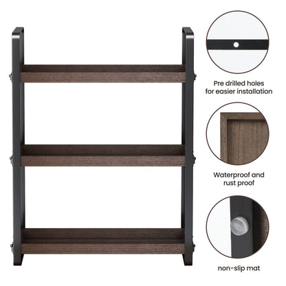 Bathroom Counter Organizer,Bathroom Countertop Organizer,Counter Shelf,Countertop Storage,Organization and Storage,Makeup Shelf,Sink Caddy(Brown 3 Tier)