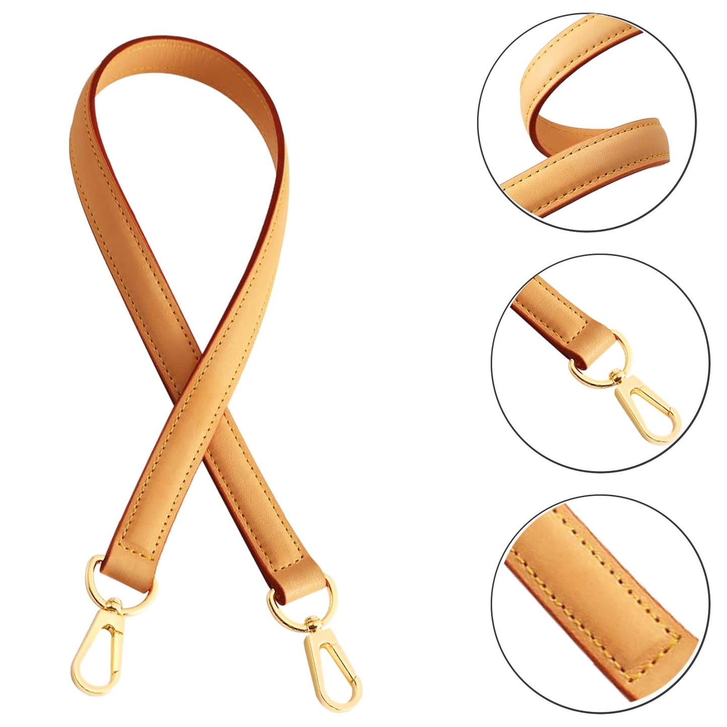 STBL Genuine Vachetta Leather Replacement Straps Purse Shoulder Short Strap Conversion kit for Graceful Tote Soft Speedy Alma and Dauphine & DIY Leather Purse Strap ﻿ (Beeswax)