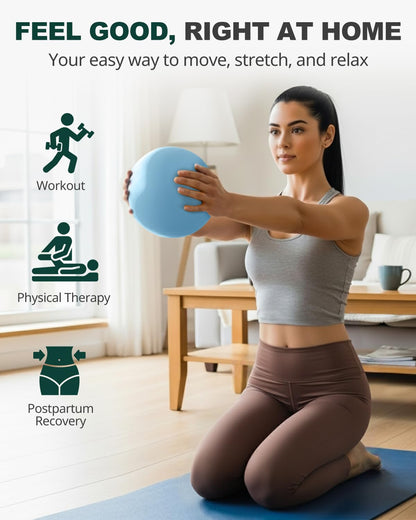 Trideer 9-Inch Pilates Ball, Small Exercise Ball for Yoga, Core Training, Physical Therapy, Balance, Stability and Stretching Pilates Equipment with Inflation Straw (Baby Blue)