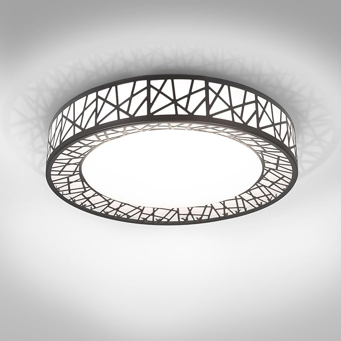 ASD 14 Inch LED Flush Mount Ceiling Light Fixture for Bedroom, 24W 1534LM 5CCT 2700K-5000K, Triac Dimmable Lights, Dining, Living Room, Kitchen Lamps, Modern Home Lighting Fixtures, Black, ETL