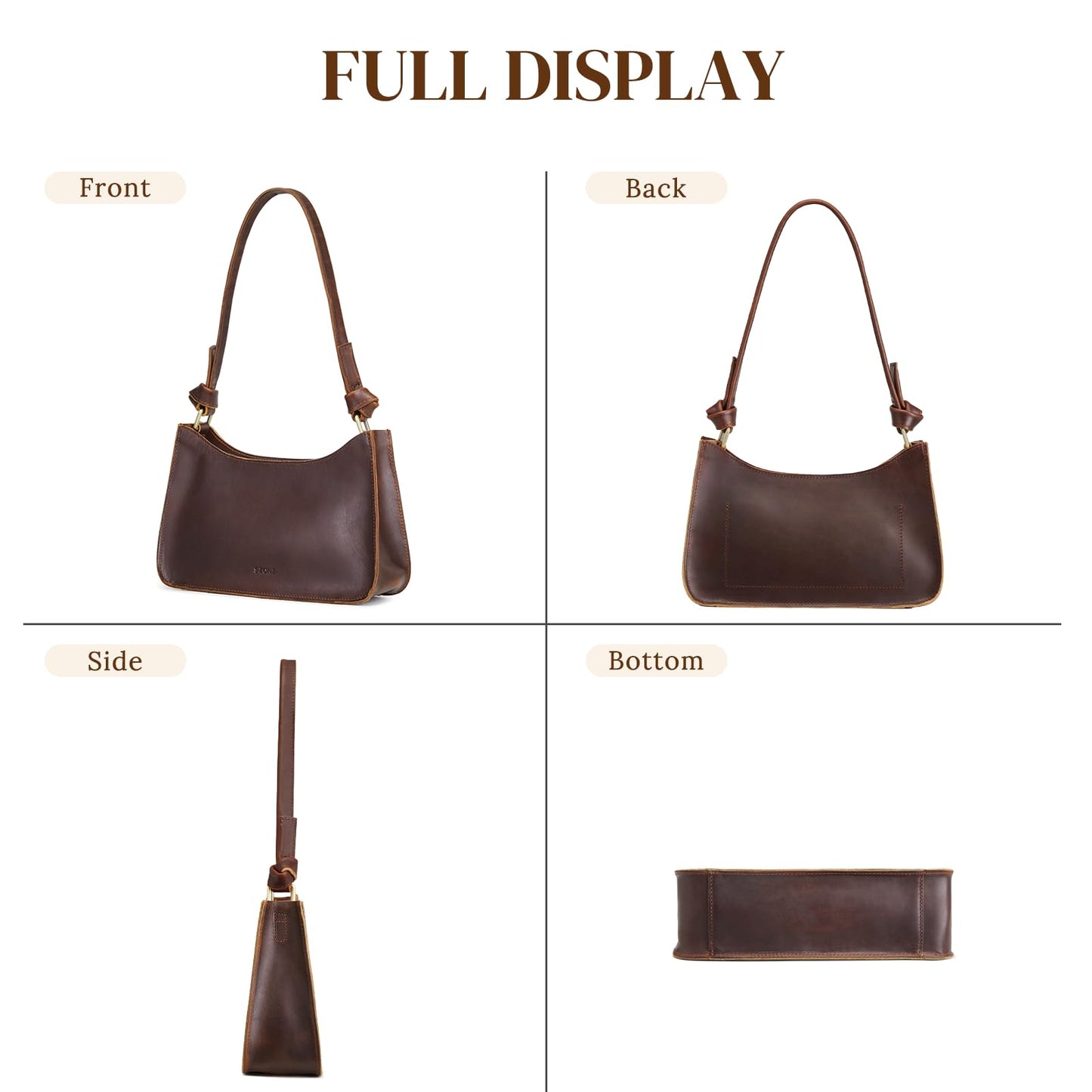S-ZONE Leather Shoulder Bags for Women Small Shoulder Purse Handbags Clutch Hobo Bag Cute Purses