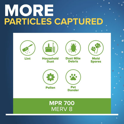 Filtrete 16.5x21.5x1 AC Furnace Air Filter, MERV 8, MPR 700, Tough on Pollen, Easy on Airflow, 3-Month Pleated 1-Inch Electrostatic Air Cleaning Filter, 4-Pack (Actual Size 16.19 x 21.19 x 0.81 in)