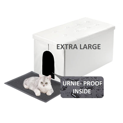 MEEXPAWS Cat Litter Box Enclosure Furniture Hidden, Cat Washroom Bench Storage Cabinet | Extra Large 35.4'' x 19.7'' x 19.7''| Dog Proof | Waterproof Inside/Easy Clean | Easy Assembly | Odor Control
