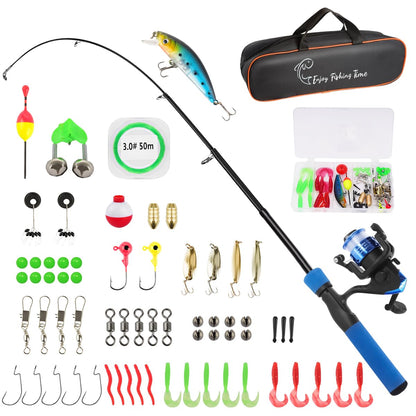 Ehowdin Kids Fishing Rod Ambidextrous, 4.92ft Telescopic Rod and Reel Beginner Combo with Open-face Spinning Reel,Tackle Box, Carrier Bag,Fishing Gear for Boys,Girls, Toddler,Youth