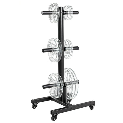 Fitvids 2-Inch Olympic Weight Plate Tree, Square w/Wheels, Black