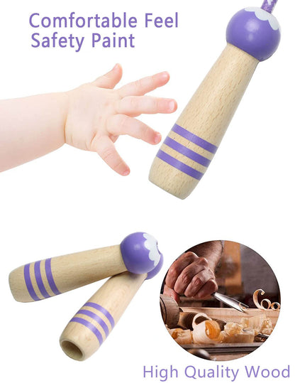 Jump Rope Kids, 7ft Adjustable Cotton Skipping Rope with Wooden Handle for Boys and Girls Fitness Outdoor Exercise
