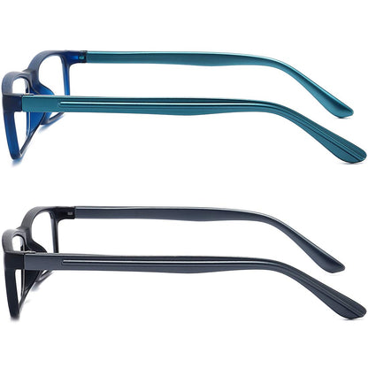 RaoOG Reading Glasses 1.5 Blue Light Blocking for Men Women,Rectangular Frame Computer Readers with Spring Hinge,Anti Eyestrain/UV Ray Flexible Eyeglasses (2-Pack/Case)