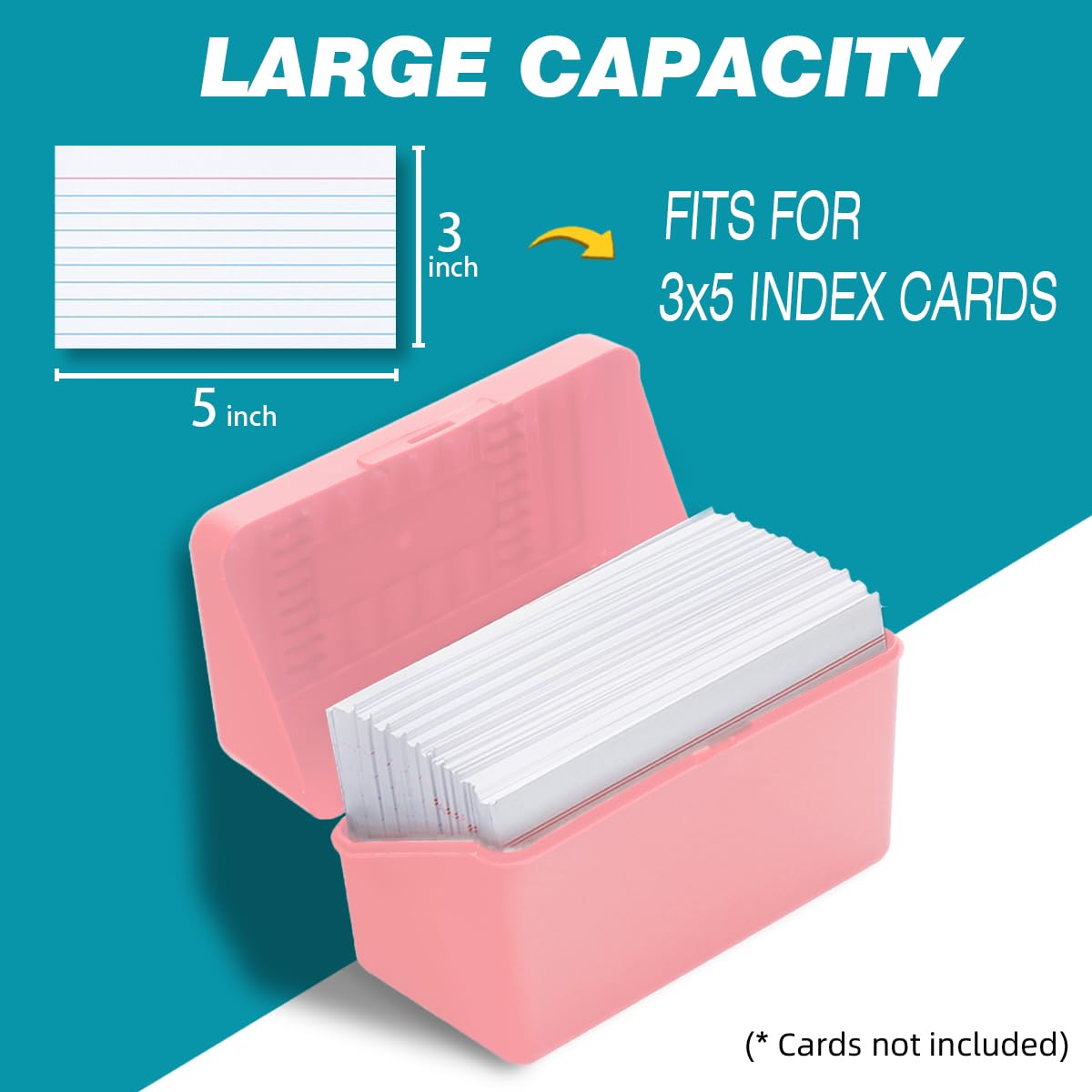 H4D Index Card Holder 3x5, Index Card Box Organizer Case, 3x5 Flash Note Card Holder, 3 Packs (Pastel Colors)