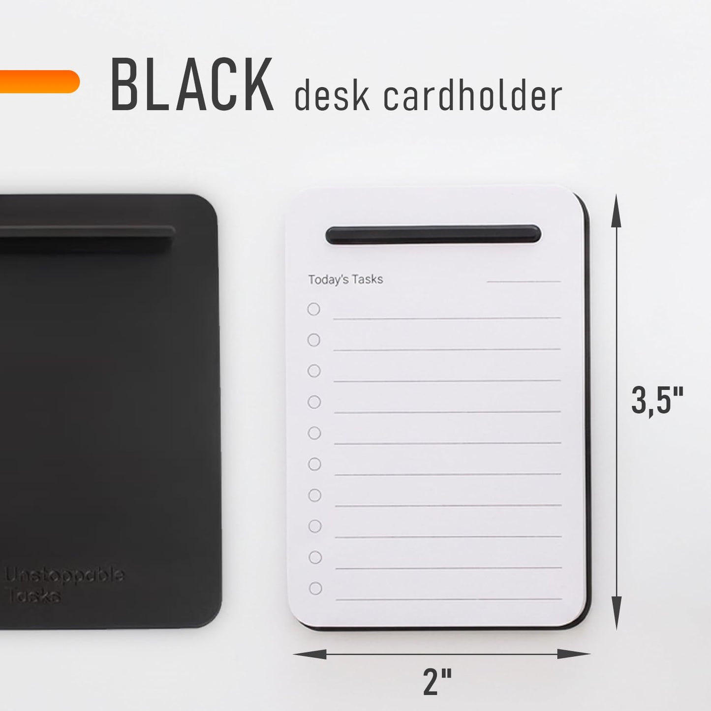 Mayurki Unstoppable Tasks – 31 Blank Daily To-Do Cards with Aluminum Desk Card Holder, Minimalist Office Productivity To-Do Cards, Modern Desk Gift for Teams, Managers & Students (Black)