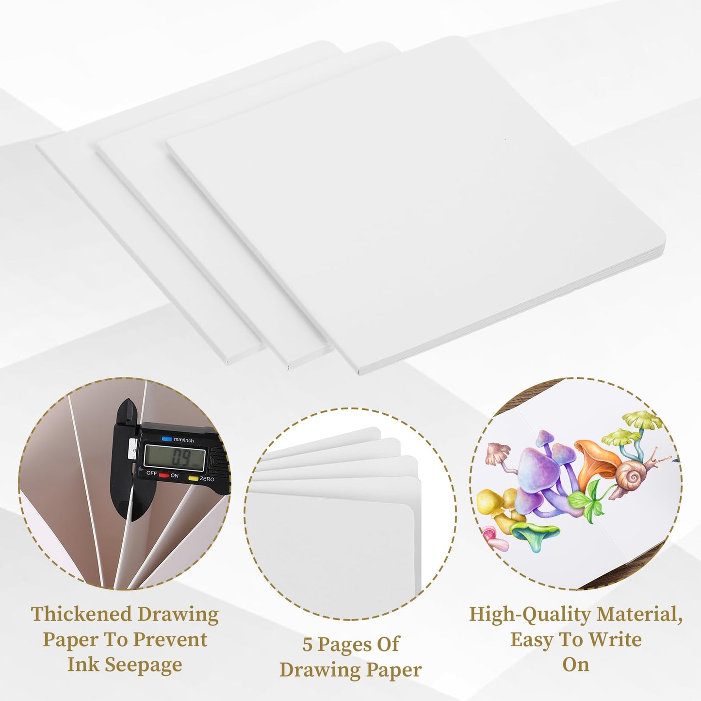 10 Pcs Blank Hardcover Book 6.5 x 6.5 Inch, Blank Books for Kids to Write Stories Christmas Gift Art Home White Hardcover Sketchbook Journal for Drawing Sketching, 10 Pages (5 Sheets) for Each book