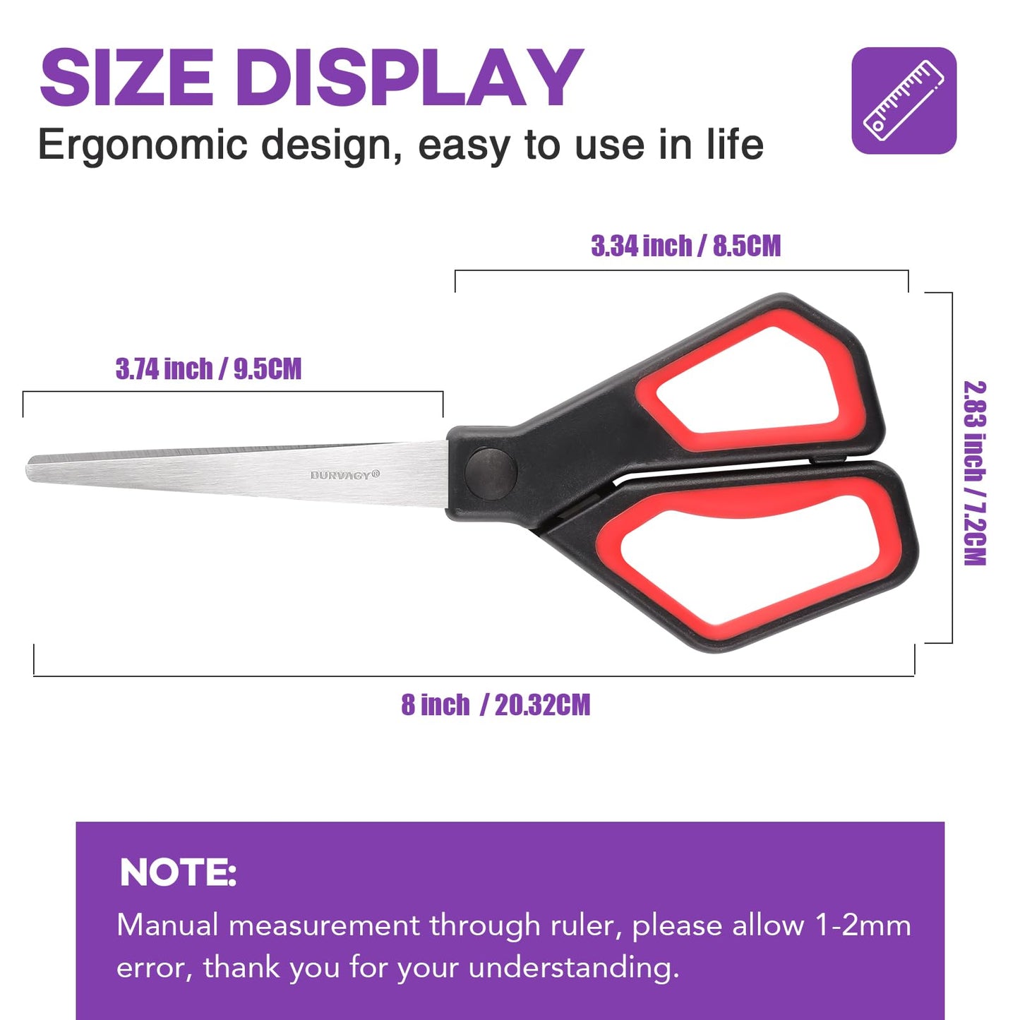 BURVAGY 18Pack 8" Scissors All Purpose, Heavy Duty Scissors with Ultra Sharp Blades Comfort Grip Handles - For Office Home School Sewing Fabric Crafts, High/Middle School Student Teacher Scissor