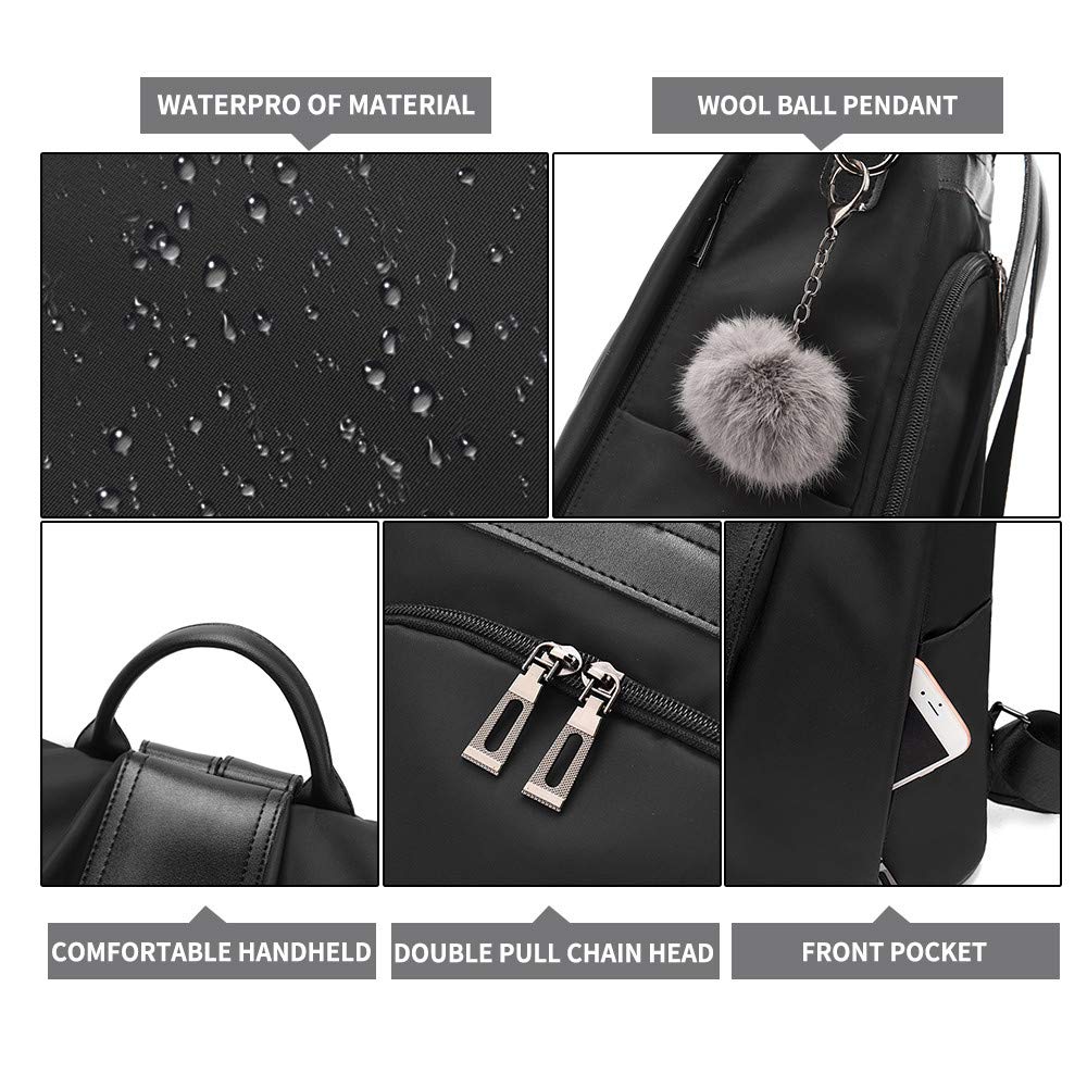 PINCNEL Women Backpack Purse Waterproof Nylon Anti-theft Rucksack Lightweight Shoulder Bag