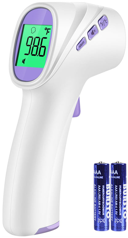 Forehead Thermometer for Adults, Kids & Babies, No-Touch Digital Thermometer with LCD Backlight Display, FSA HSA Eligible, Fever Alarm and 1s Instant Reading - Purple