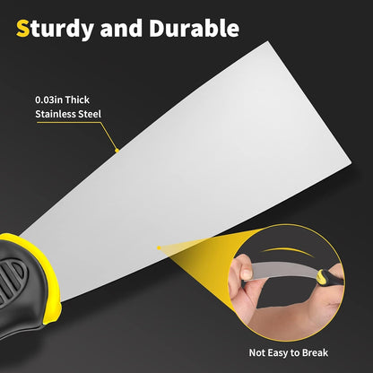 5-Piece Putty Knife Set, 1–5 Inch Scraper and Spackle Knives, Durable Paint Scrapers for Drywall Repair, Wallpaper Removal, Mud and Plaster Scraping