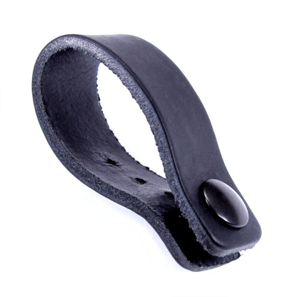 IWB Belt Loop - (8-9oz Leather) - Black w/Black Pull-The-Dot Snap & Mounting Hardware - 6.0 x 0.875 Inches - for IWB Holster Carry - (Fit 1.25-2.00 Inch Belts (Adjustable)