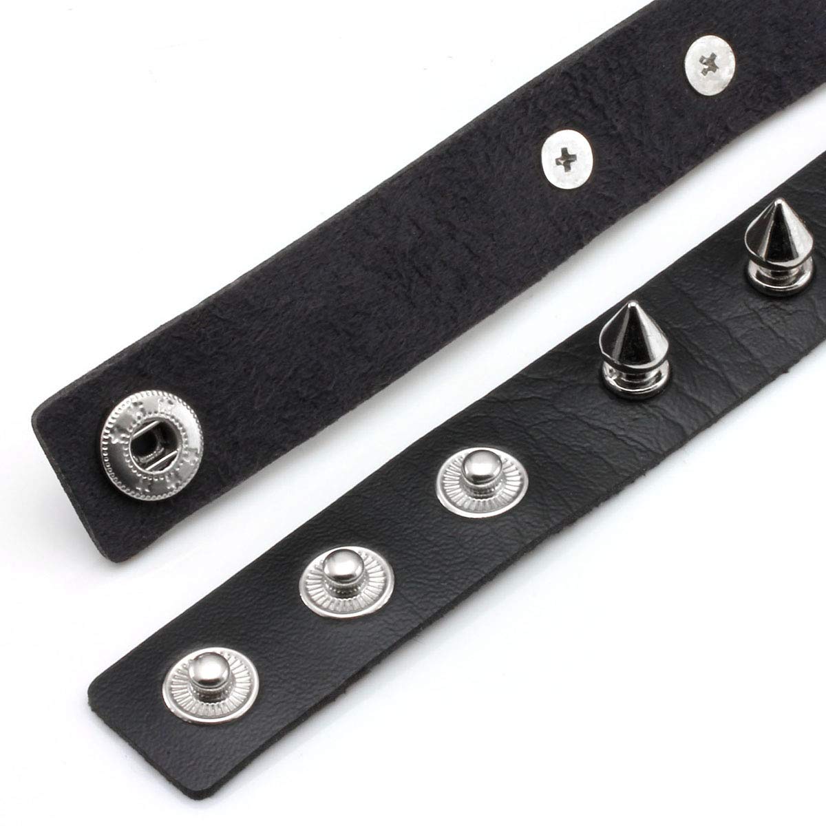 Eigso 2 Pcs Punk Leather Choker Necklaces for Women Men Metal Spike Studded Goth Collars for Woman Man