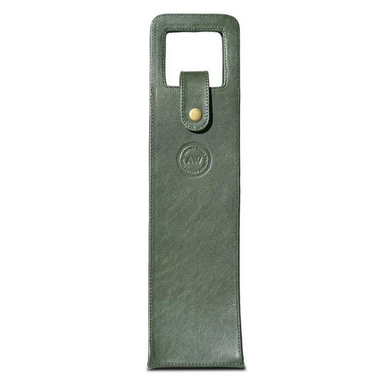 Argali Wines Premium Collection Single Bottle Wine Tote - Genuine Leather, Elegant & Durable, Secure Locking Strap, Sophisticated Gift for Wine Enthusiasts (Green)