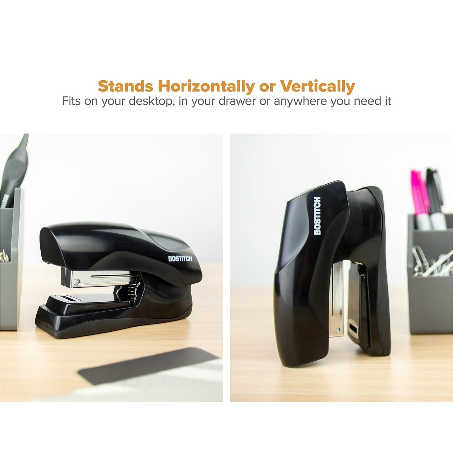 Bostitch Office Heavy Duty Stapler, 40 Sheet Capacity, No Jam, Half Strip, Fits into the Palm of Your Hand, For Classroom, Office or Desk, Black