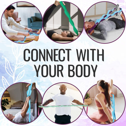 TECEUM Soft Cotton Stretching Strap for Sensitive Skin – Yoga Strap for Physical Therapy – 10 Loops Non-Elastic Stretch Band for Flexibility, Hamstring, Pilates & Rehab