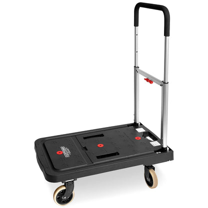 Magna Cart Folding Platform Cart, 4-Wheel Rolling Utility Dolly, 300 lb Load Capacity - Portable Transport Trolley with Telescoping Handle for Boxes, Crates, Groceries, Supplies & Equipment