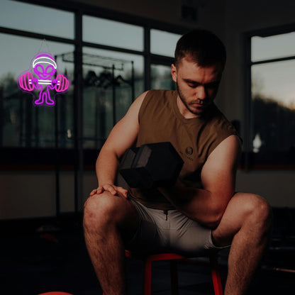 LUCUNSTAR Alien Neon Sign Dumbbell Gym Led Wall Decor LED Alien Light Shop Bar Man Cave Teen Room Game Room Decor Hip Hop Party Neon Signs Wall Decor Party Bedroom