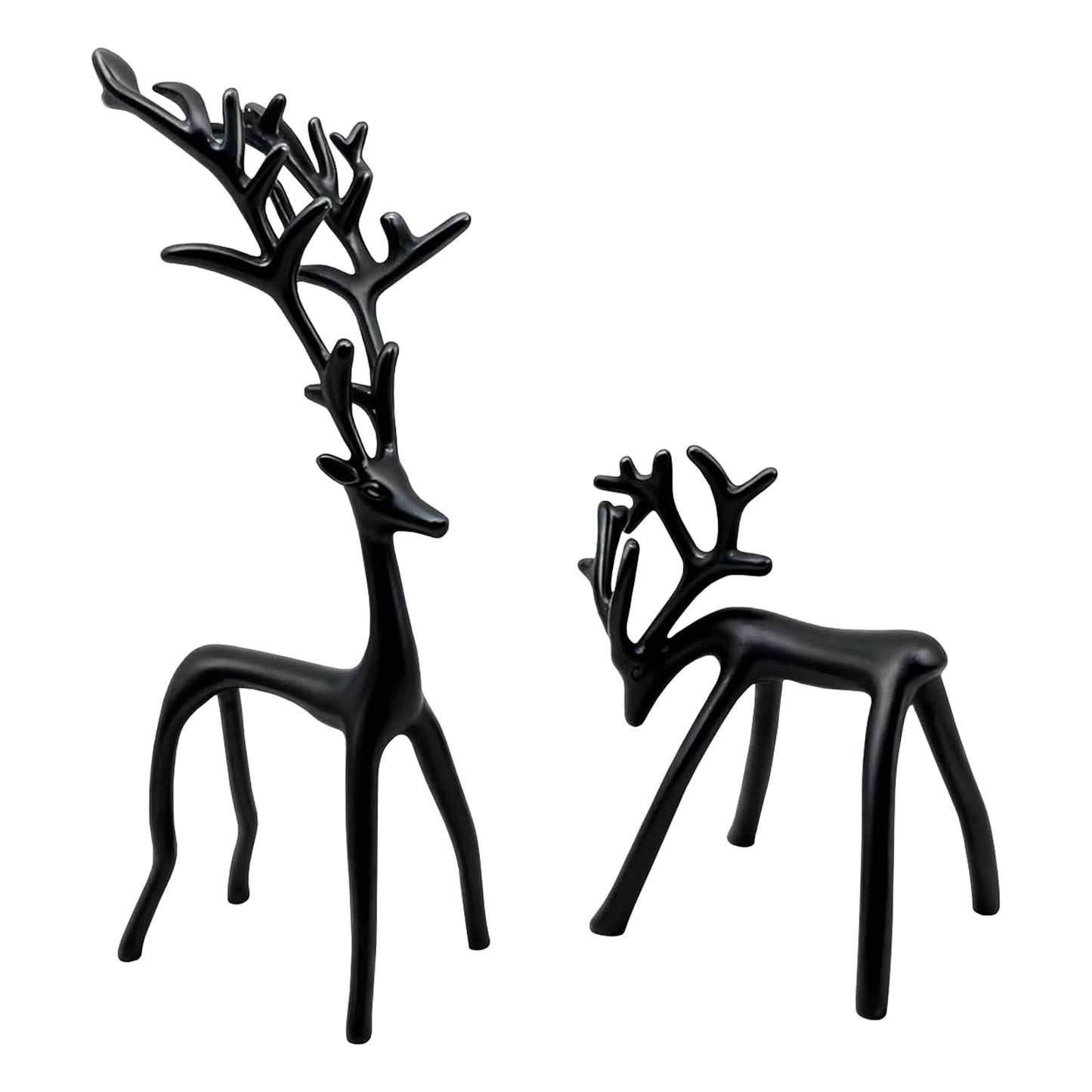 YUNLINGDADA Set of 2 Black Reindeer Christmas Decor, Christmas Decorations, Metal Reindeer Statues, Black Metal C-hristmas R-eindeer Figurine, Ideal for Mantel Living Room Bedroom Office